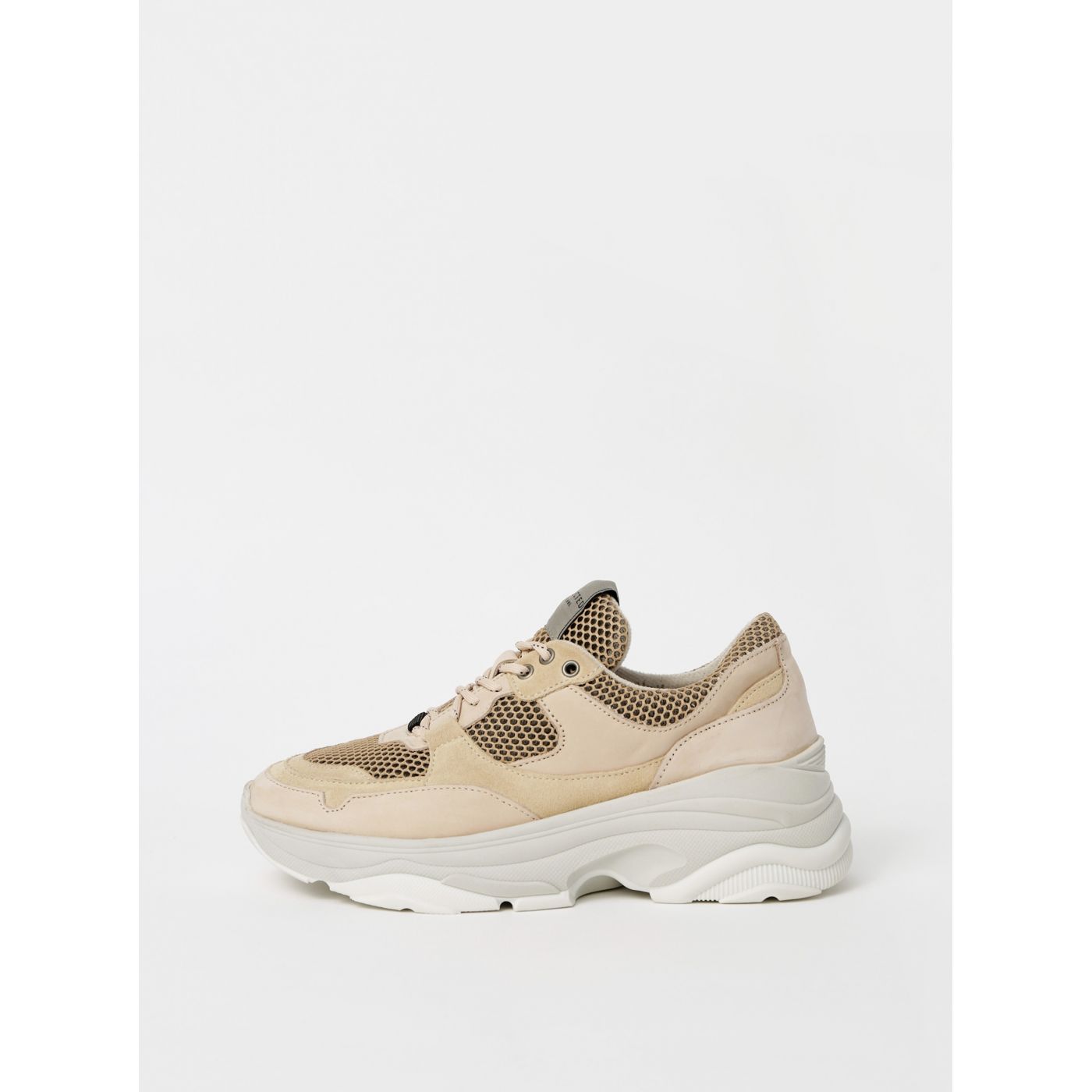 Beige Suede Sneakers on Selected Femme Gavina Platform