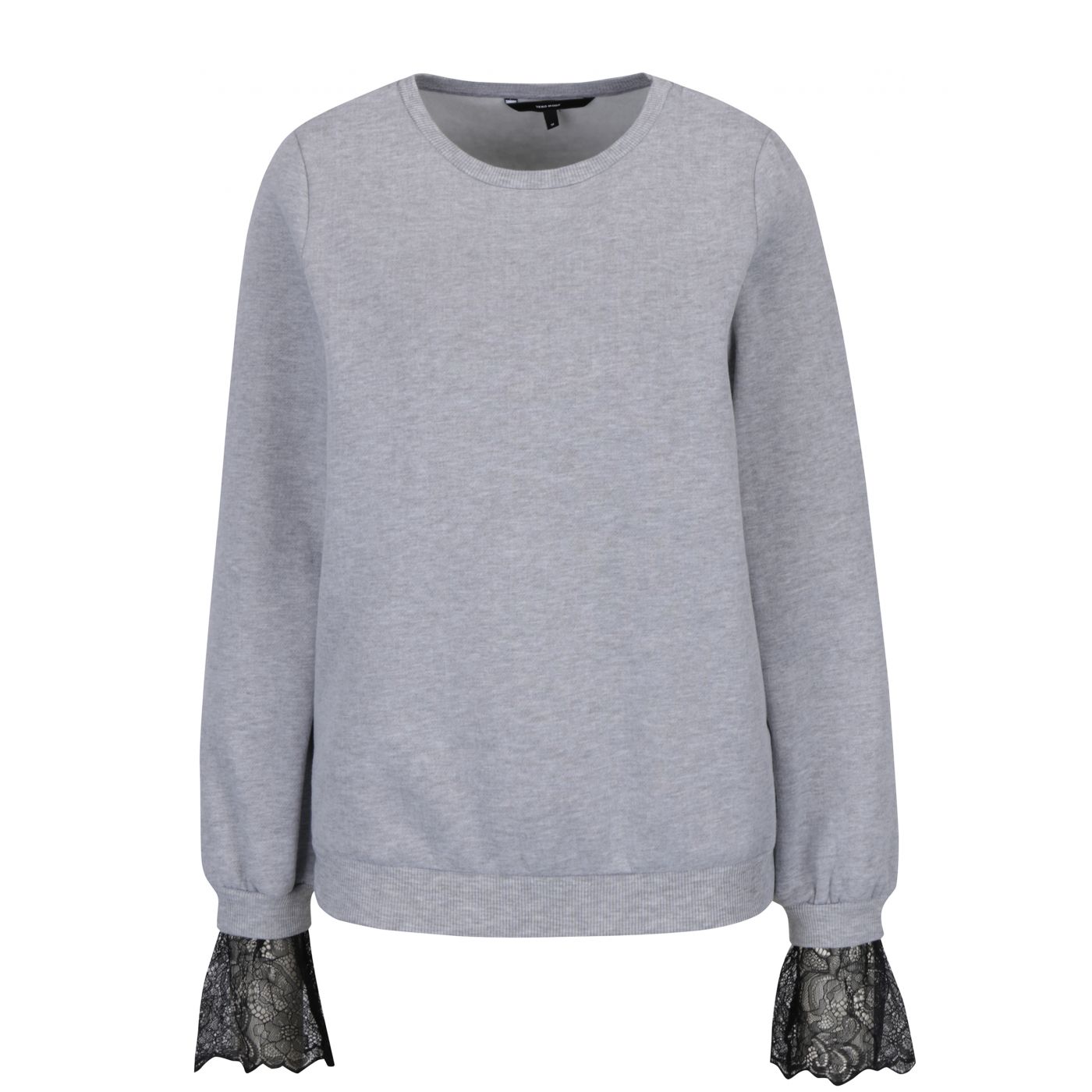 Light grey annealed sweatshirt with lace detail VERO MODA Bessie