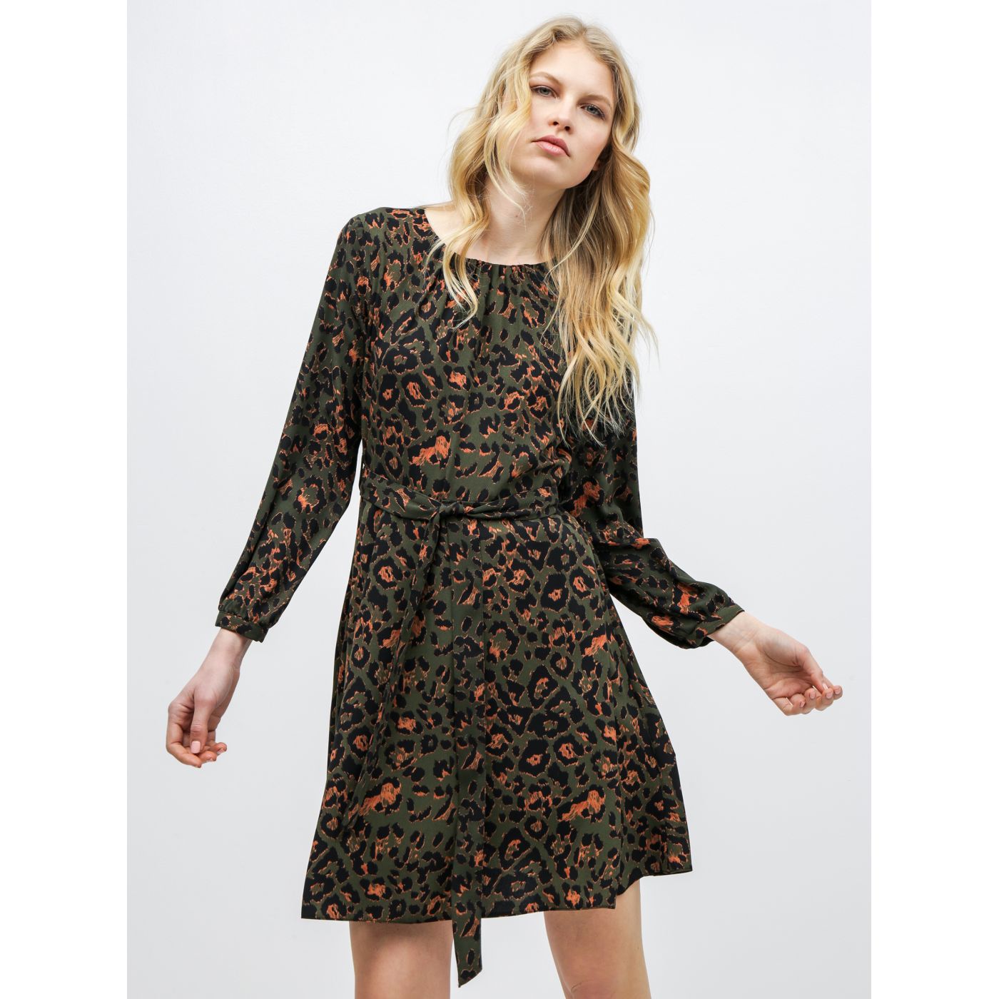 Dark green dress with leopard print dorothy perkins