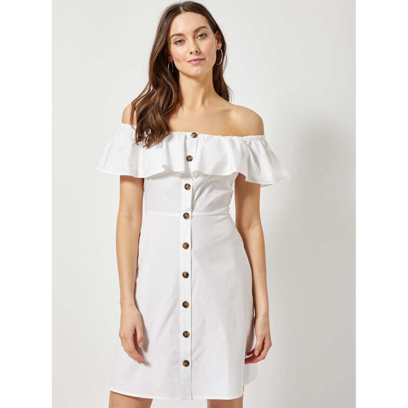 Dorothy Perkins' off-the-shoulder white dress