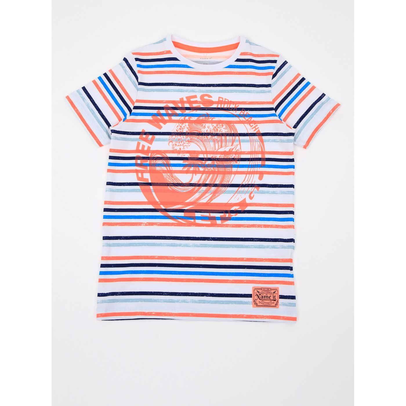 Orange-white boys' striped t-shirt name it Fonzo