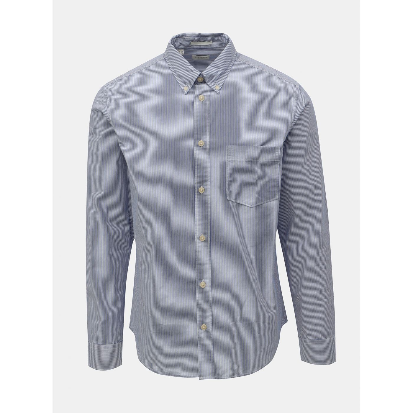 Light Blue Striped Regular Fit Shirt Selected By Homme Landon