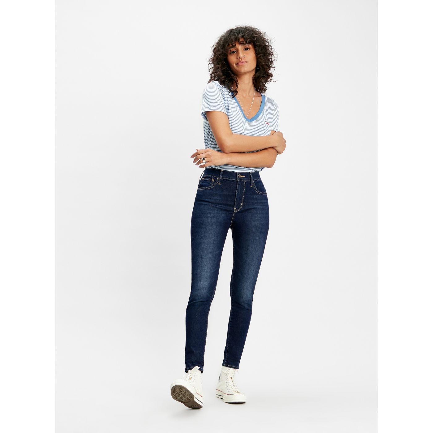Dark Blue Women's Cropped Skinny Fit Jeans Levi's® 720 Cool Fraicheur