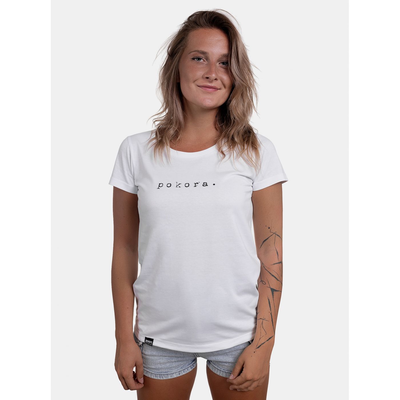 White women's T-shirt ZOOT Original humility.