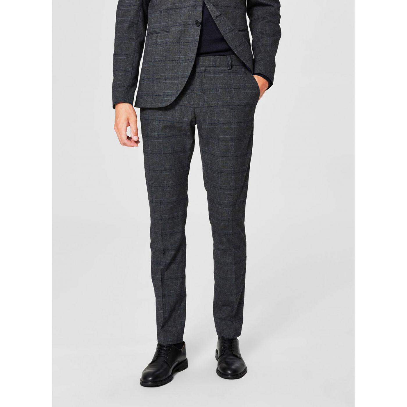 Grey Checked Suit Pants Selected Homme