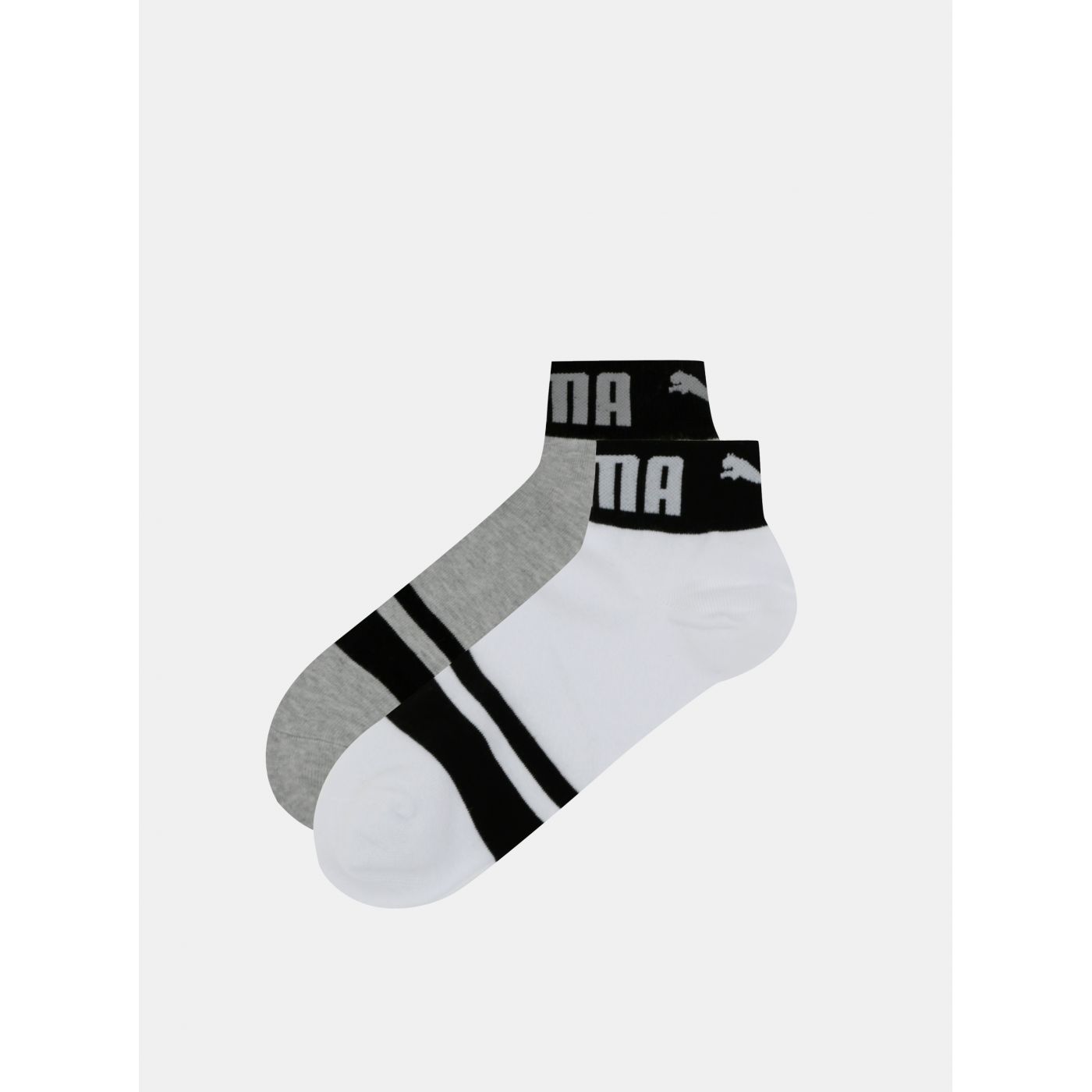 Set of two pairs of ankle socks in white and grey Puma