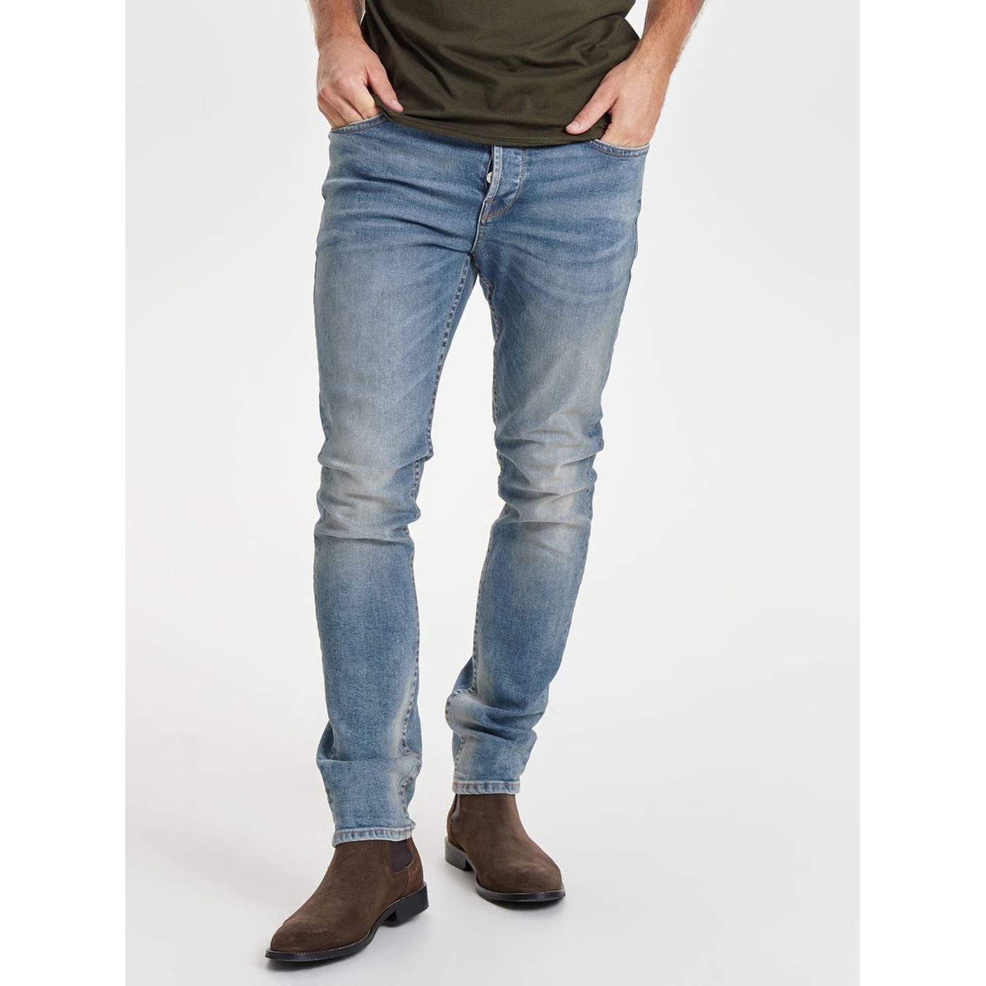 Dark blue slim jeans with a distinctive embroidered only & sons loom effect