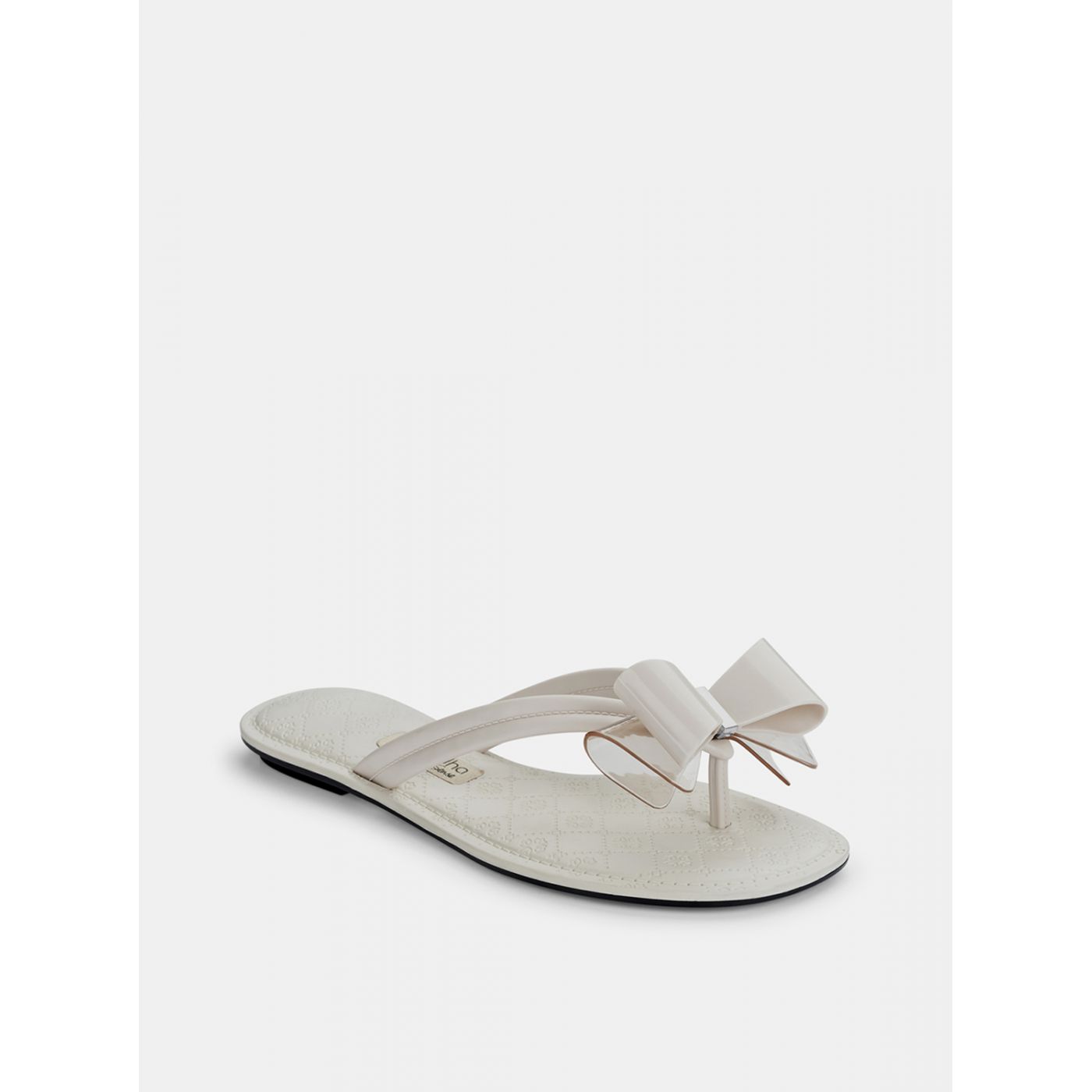 Cream flip-flops with Grendha Cartago bow