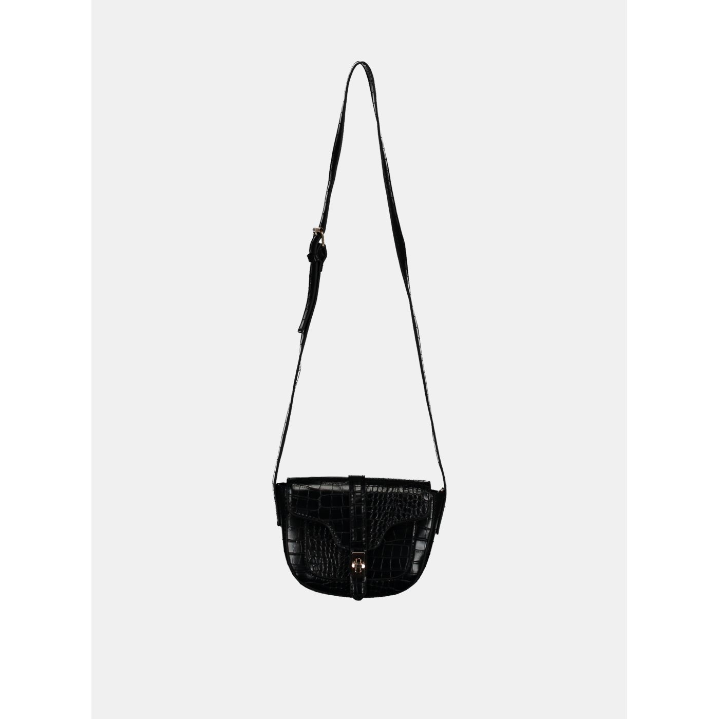 Black crossbody handbag with crocodile pattern Haily ́s Elisa