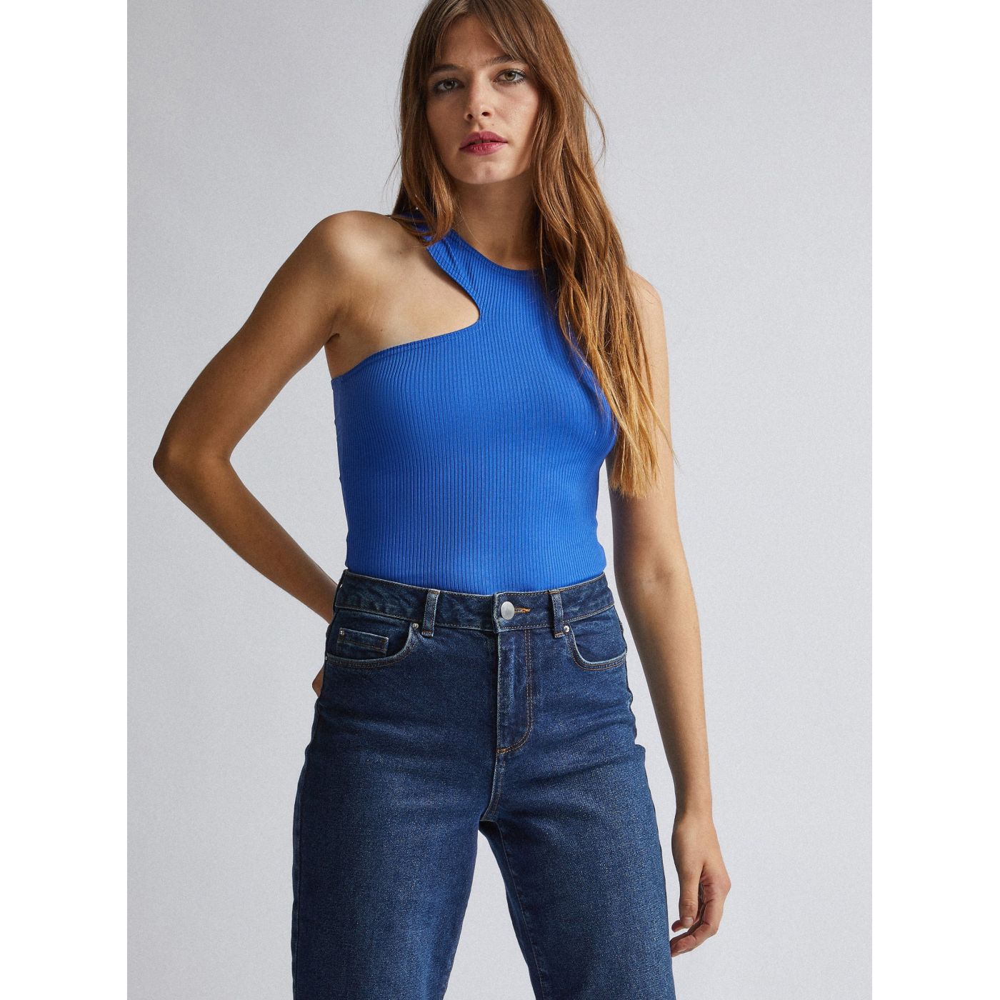 Dorothy Perkins Blue Ribbed Bodysuit