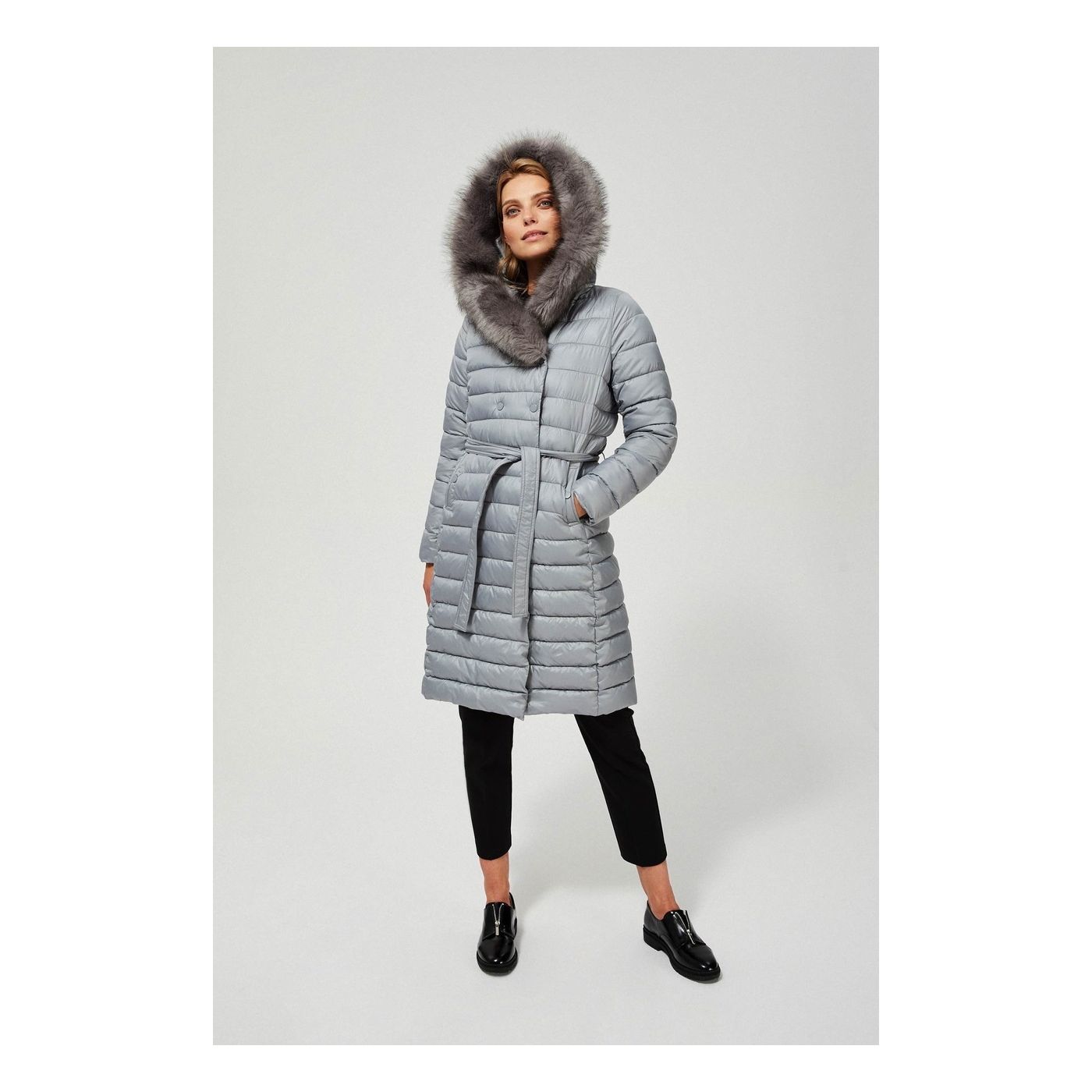 Moodo grey winter coat with hood