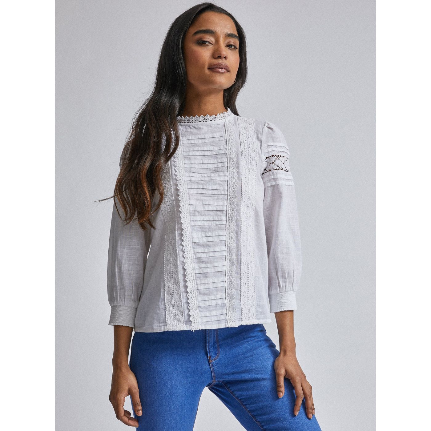 White blouse with Dorothy Perkins Petite lace