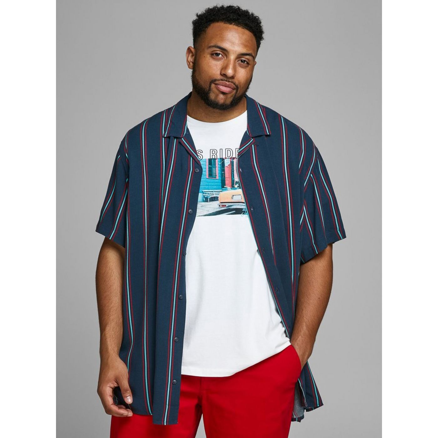 Dark blue striped shirt Jack & Jones Charlie