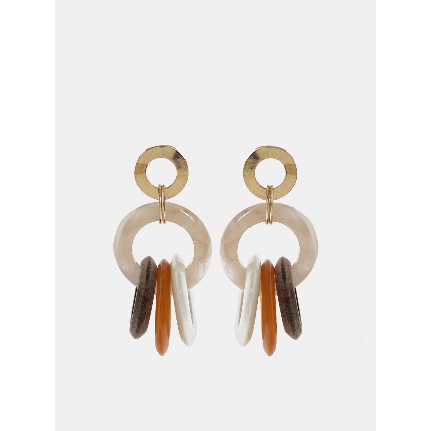 Circular earrings in gold, white and pink ONLY