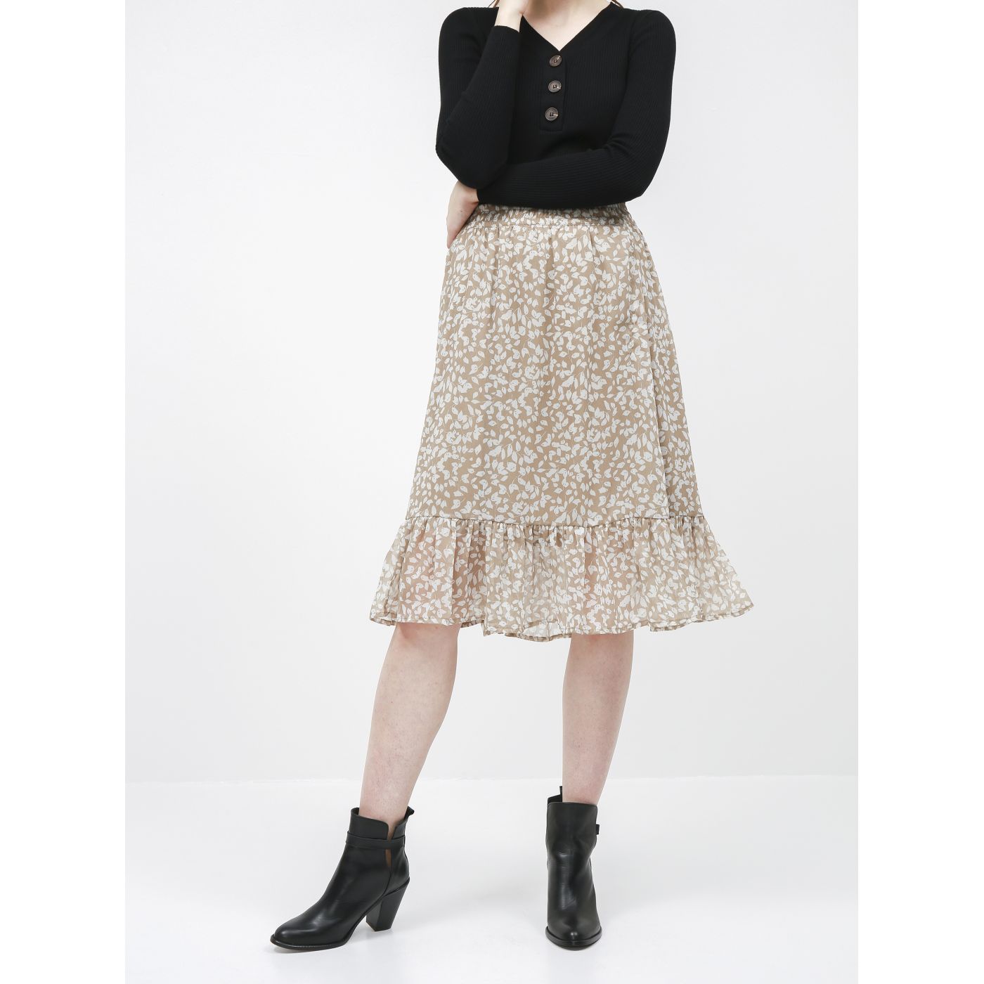 Jacqueline de Yong Rufus Beige Patterned Skirt