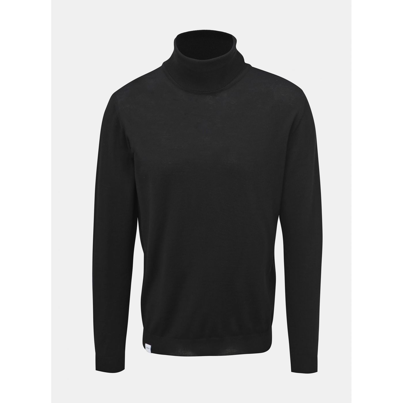 Black Men's Basic Turtleneck from Merino Wool Makia Roll