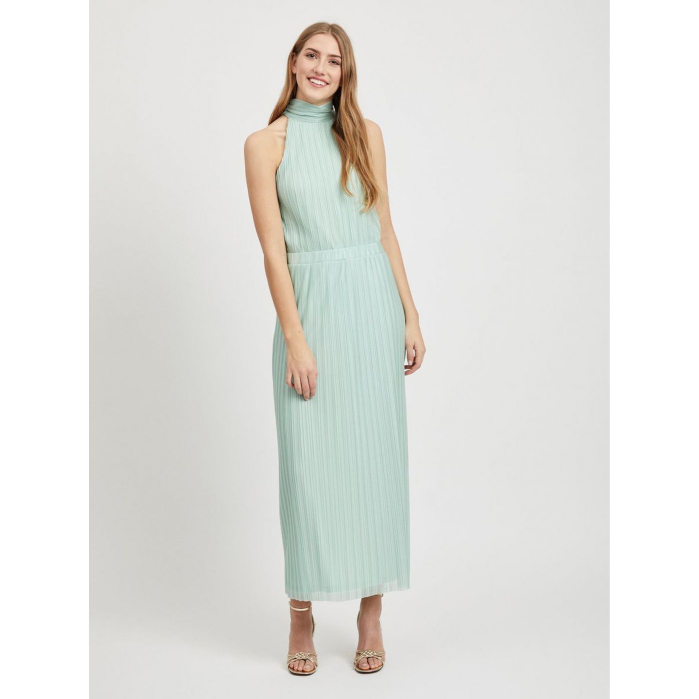 Menthol pleated maxid dress VILA Tippy