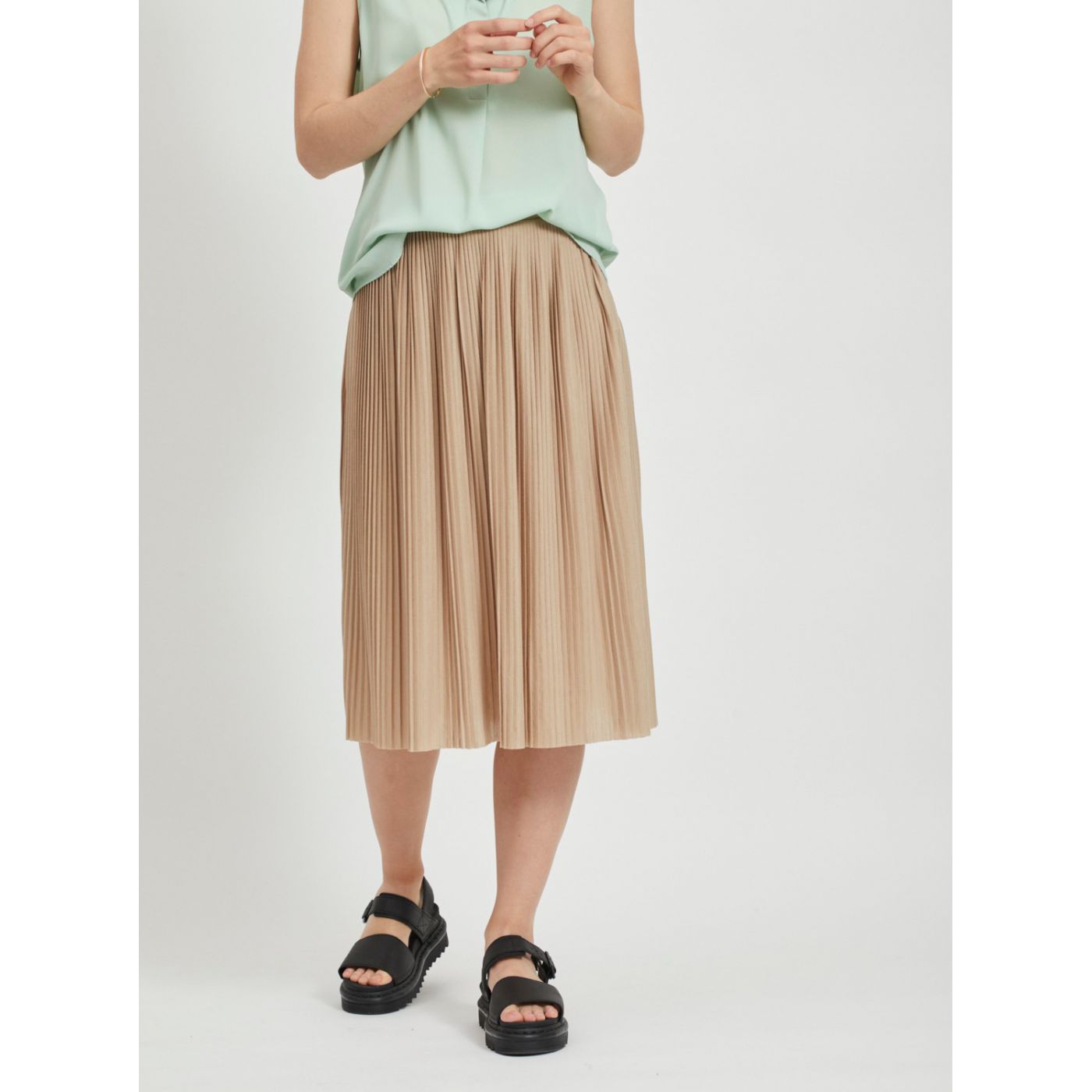 Beige pleated skirt VILA