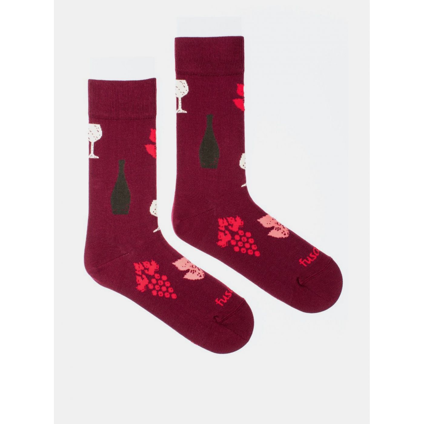 Burgundy Patterned Socks Fusakle Wine