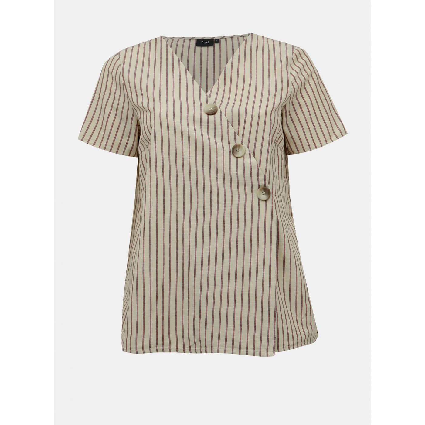 Beige striped blouse with Zizzi flax