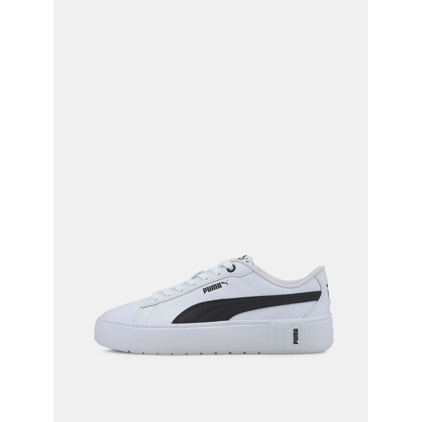White women's leather sneakers on puma platform