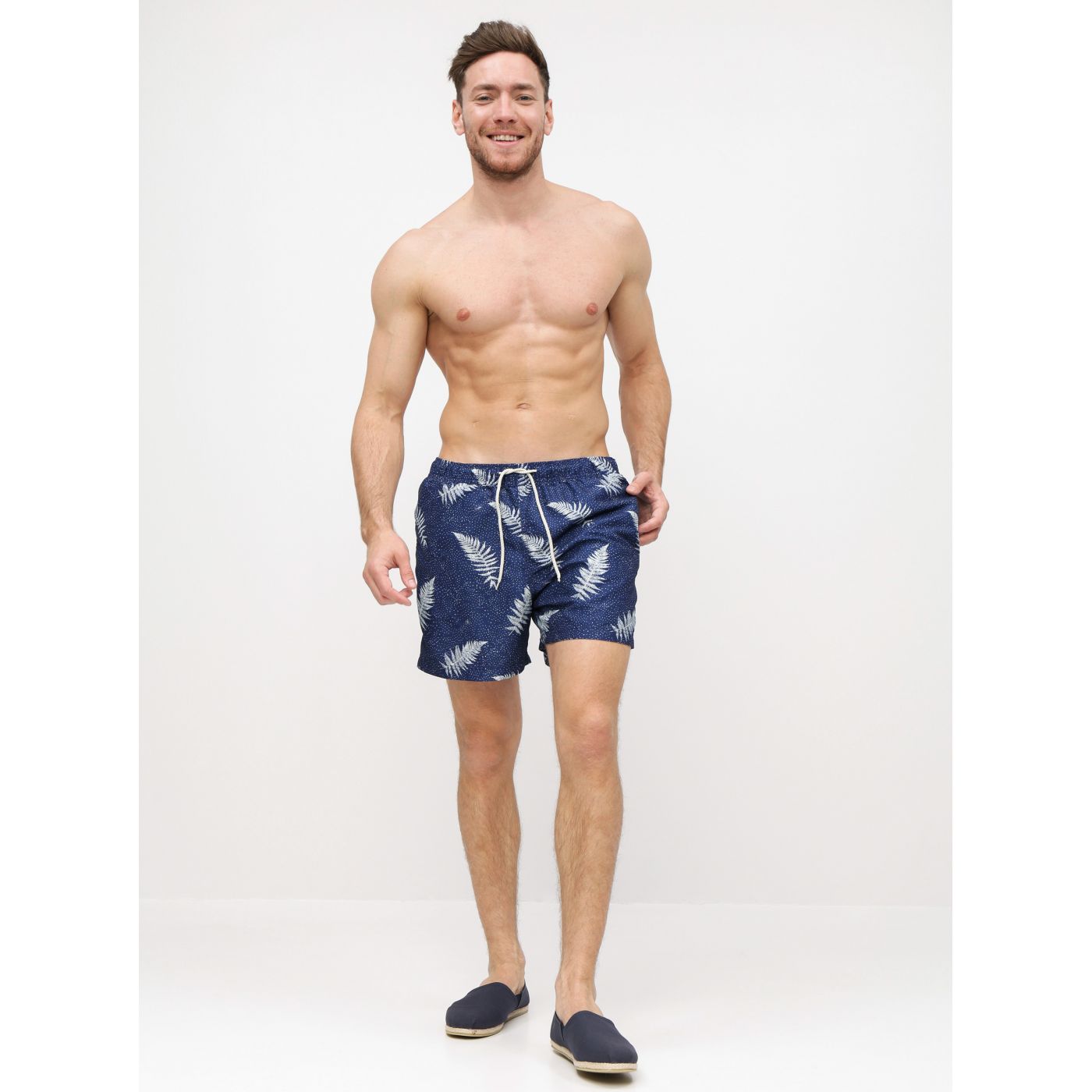 Dark Blue Patterned Swimsuit Selected Homme Classic