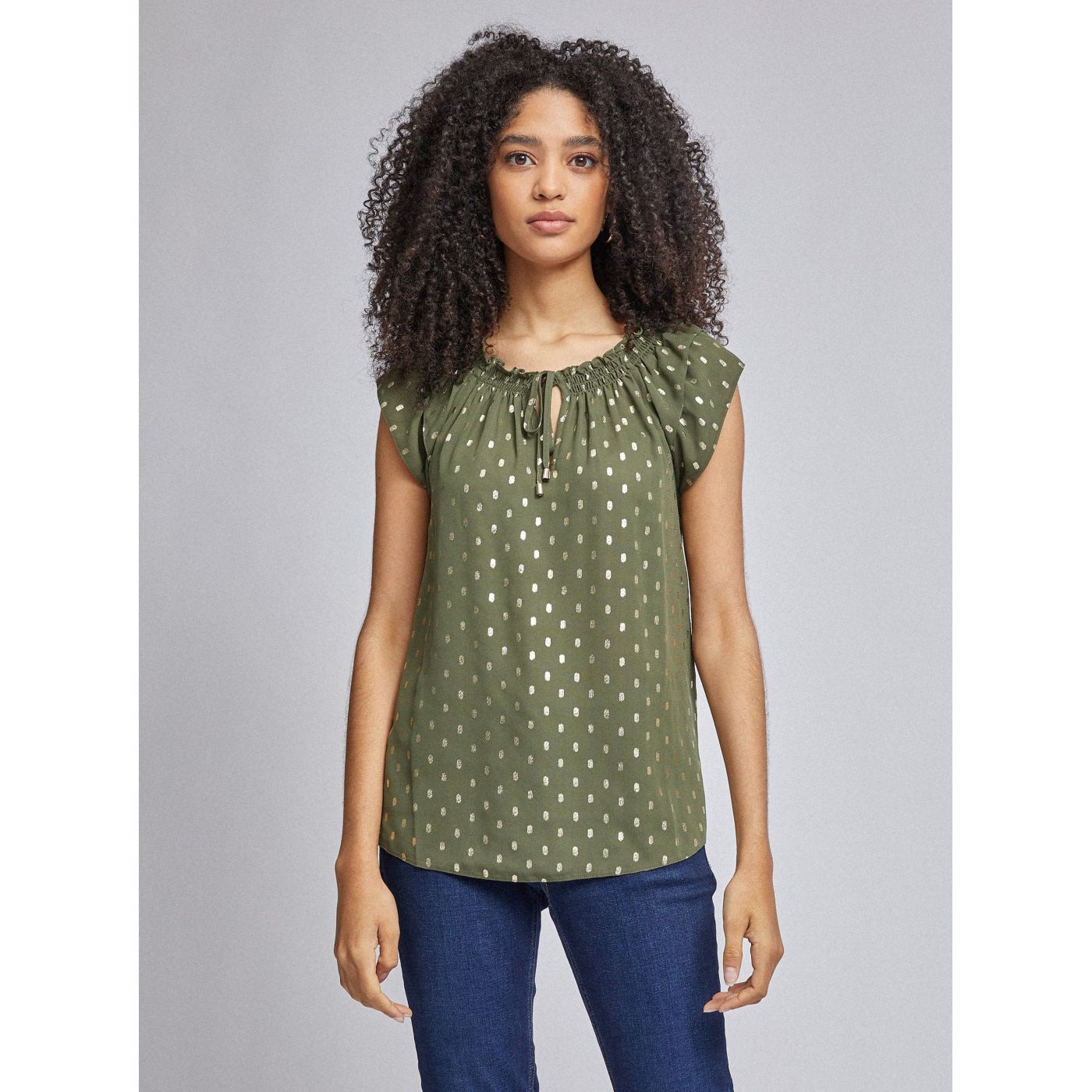 Khaki patterned top by Dorothy Perkins