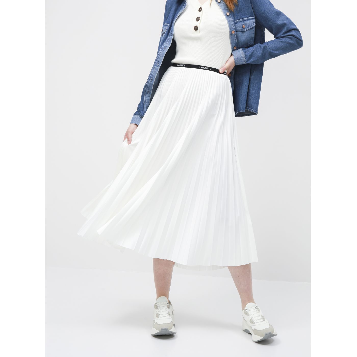 White pleated midi skirt Lacoste