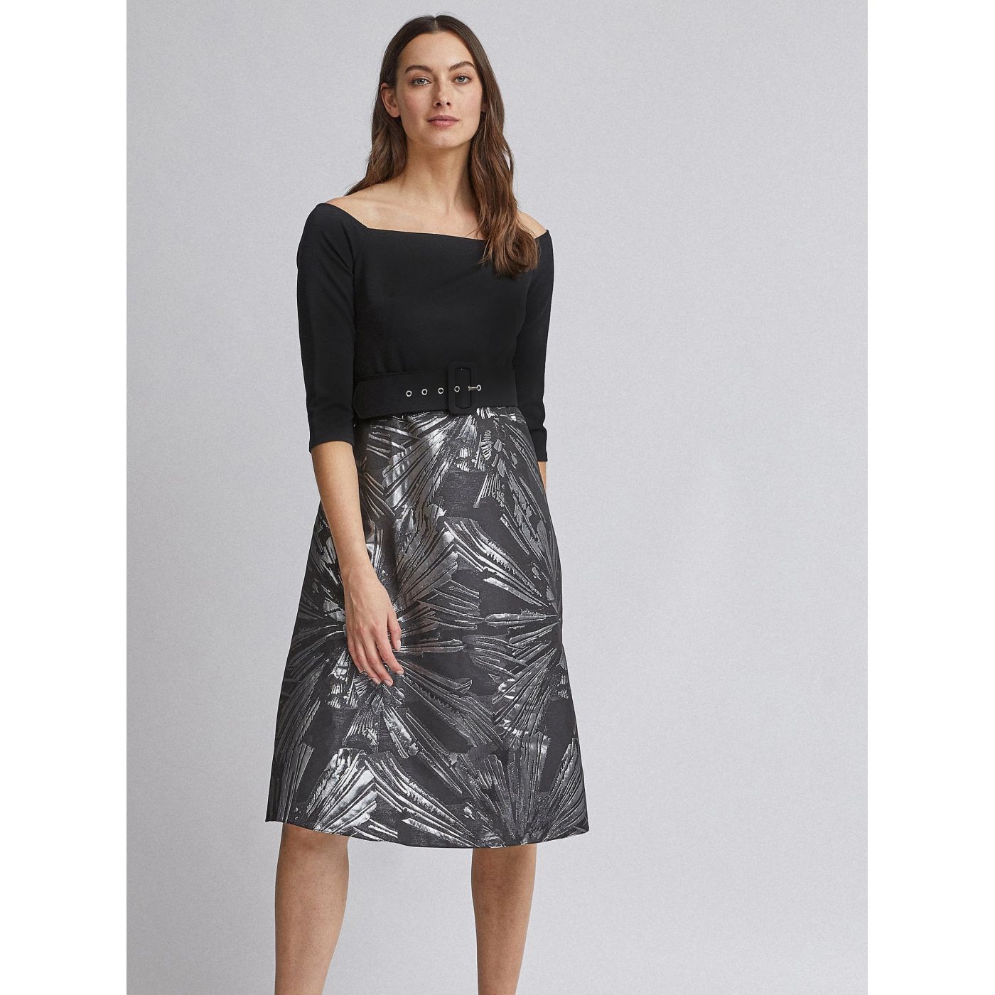 Patterned dress in black and silver Dorothy Perkins