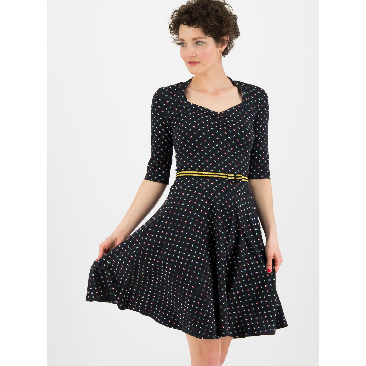 Blutsgeschwister Disco Flies Black Patterned Dress
