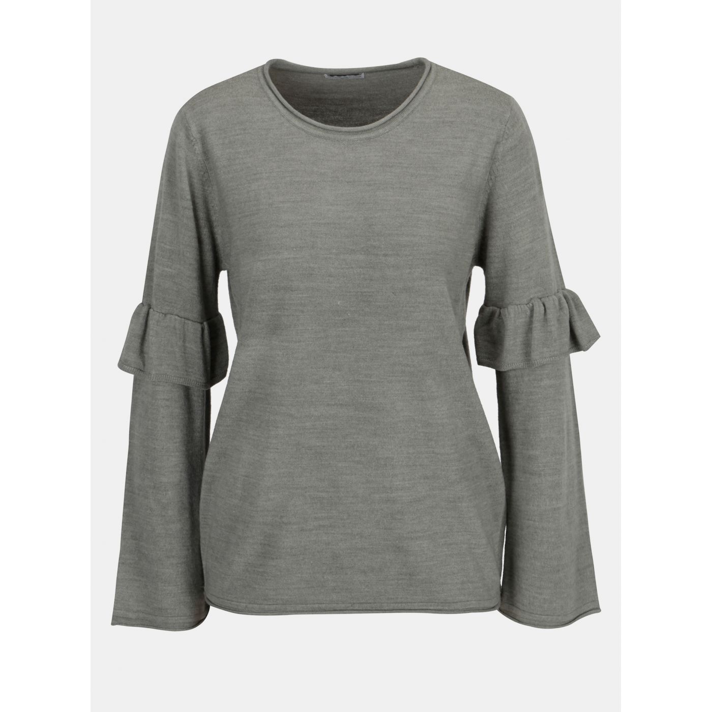 Grey sweater with flounces on sleeves Jacqueline de Yong Stardust