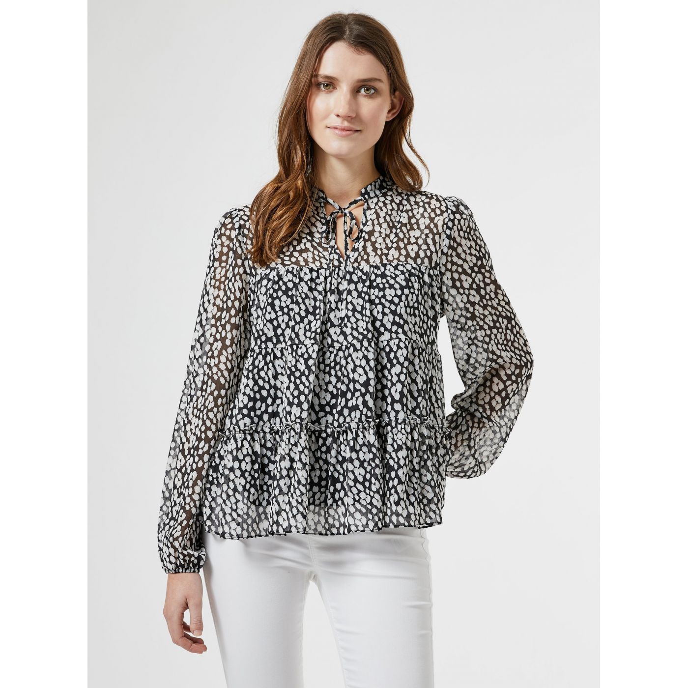 Dorothy Perkins White-Black Patterned Blouse