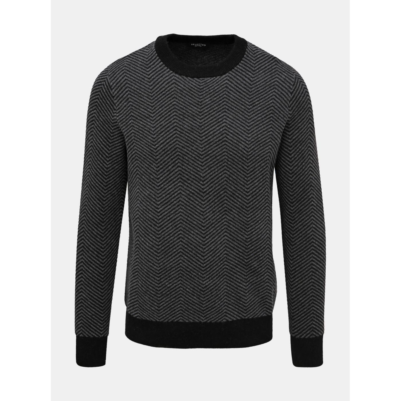 Grey Patterned Wool Sweater Selected Homme Herring