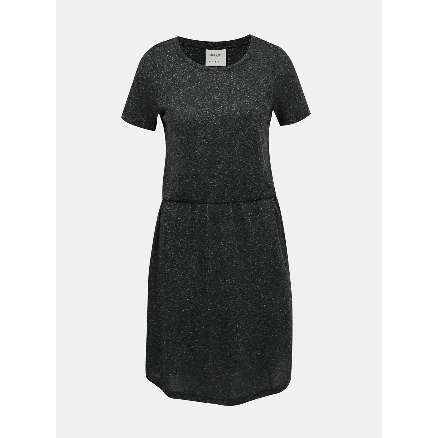 Dark grey annealed basic dress with flax admixage VERO MODA