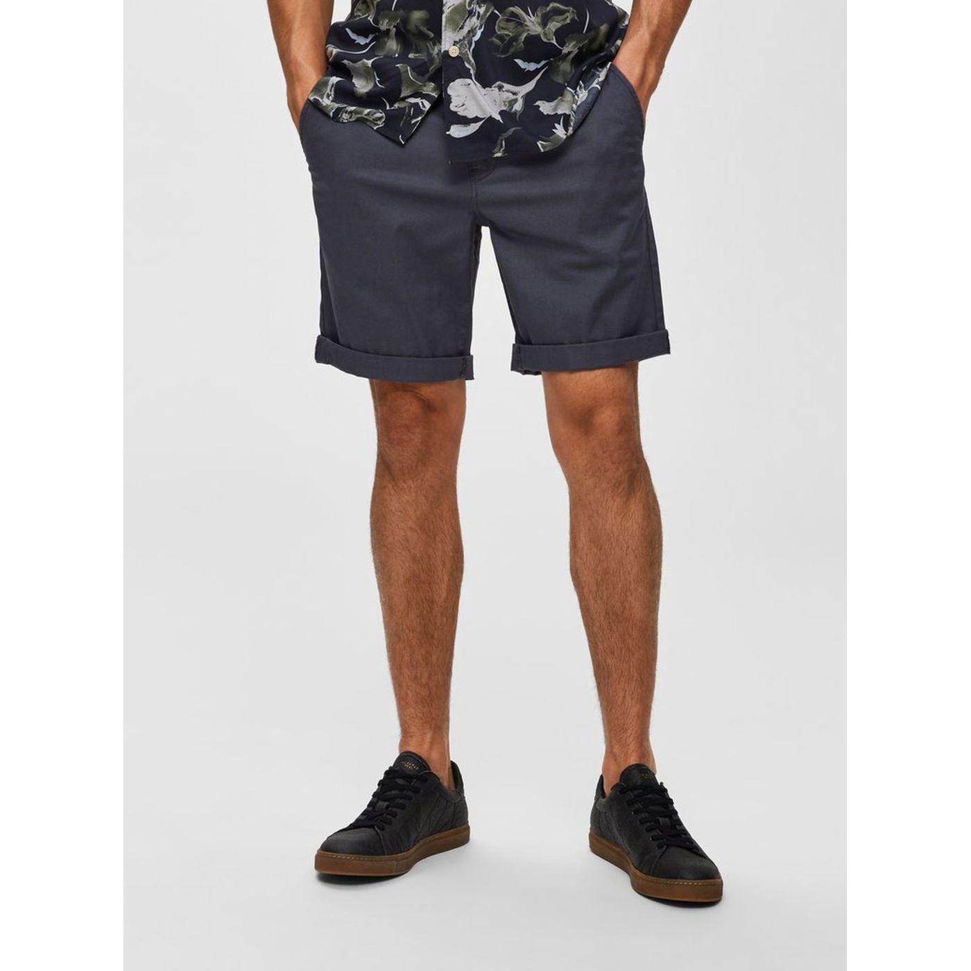 Grey Straight Fit Chino Shorts Selected Homme