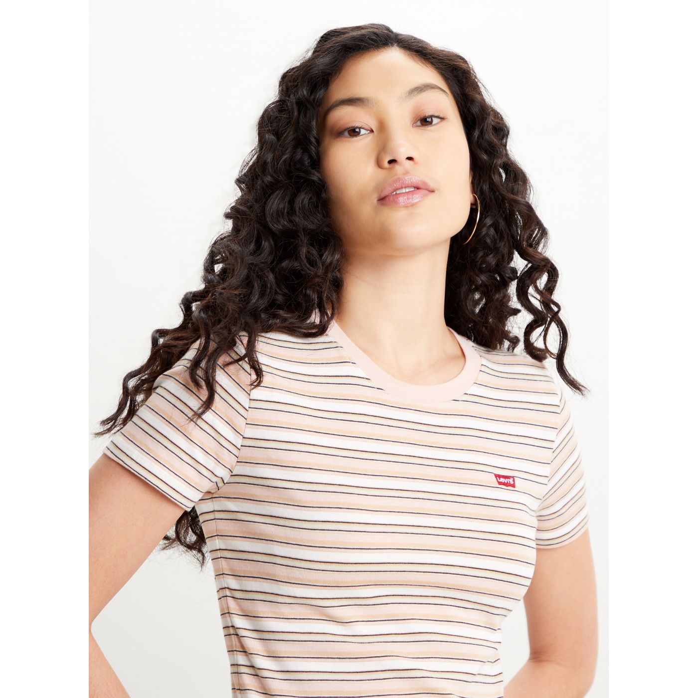 Cream-pink women's striped Levi's T-shirt®