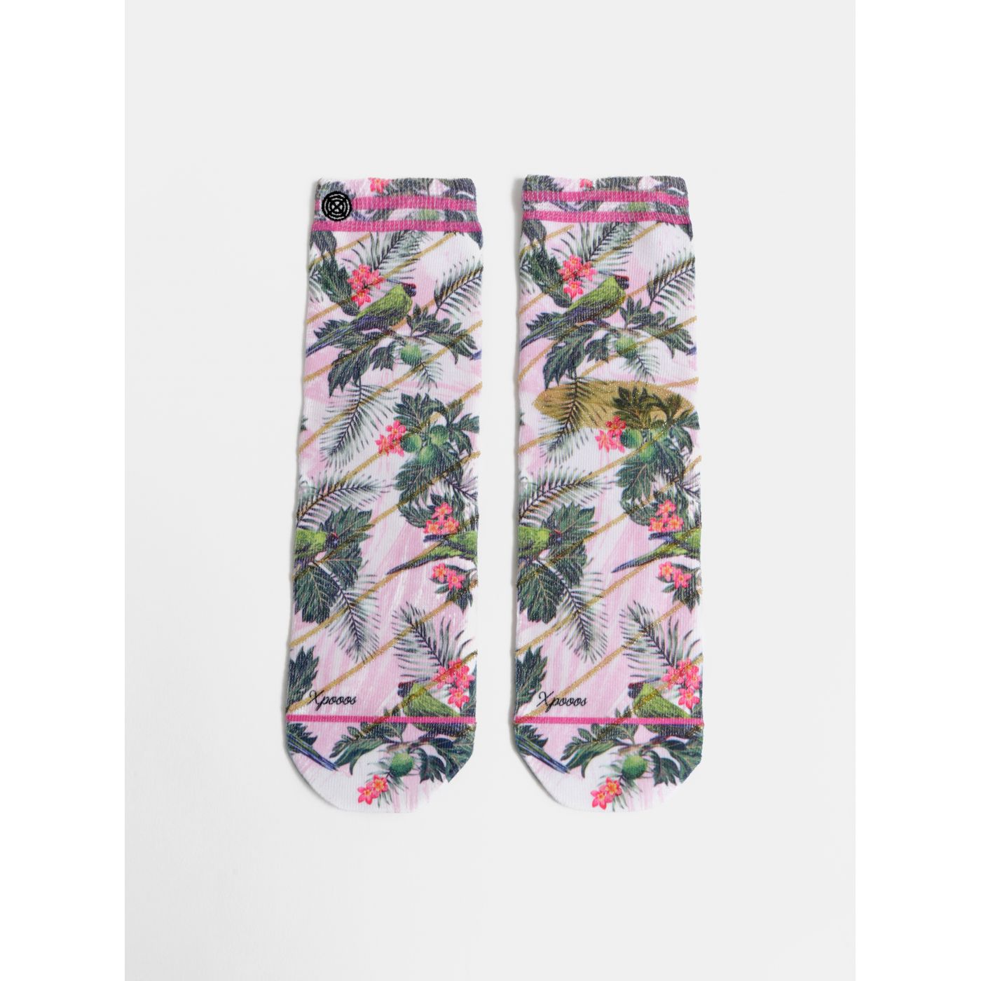 Pink women's floral socks XPOOOS