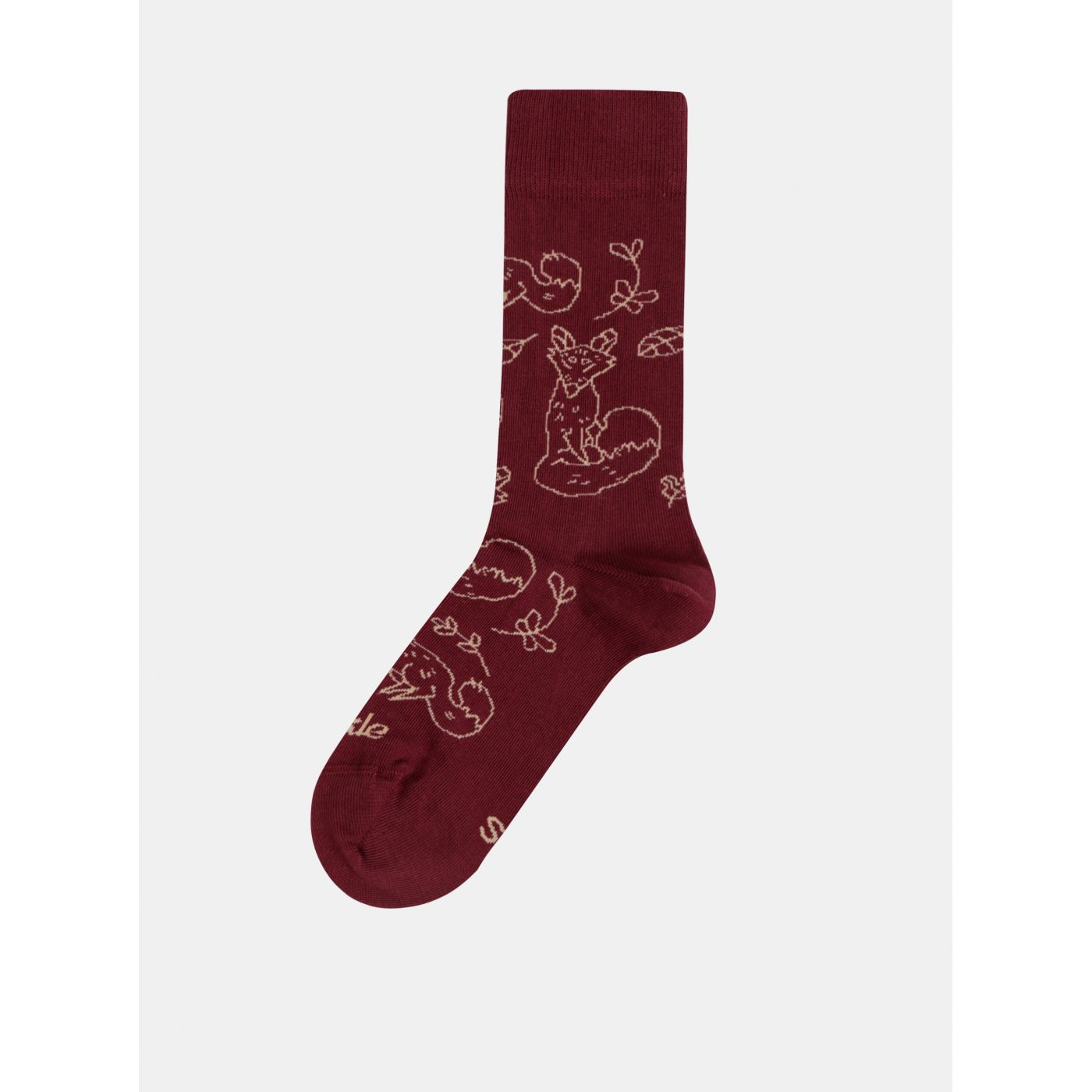Burgundy patterned socks Fusakle Fox in the forest