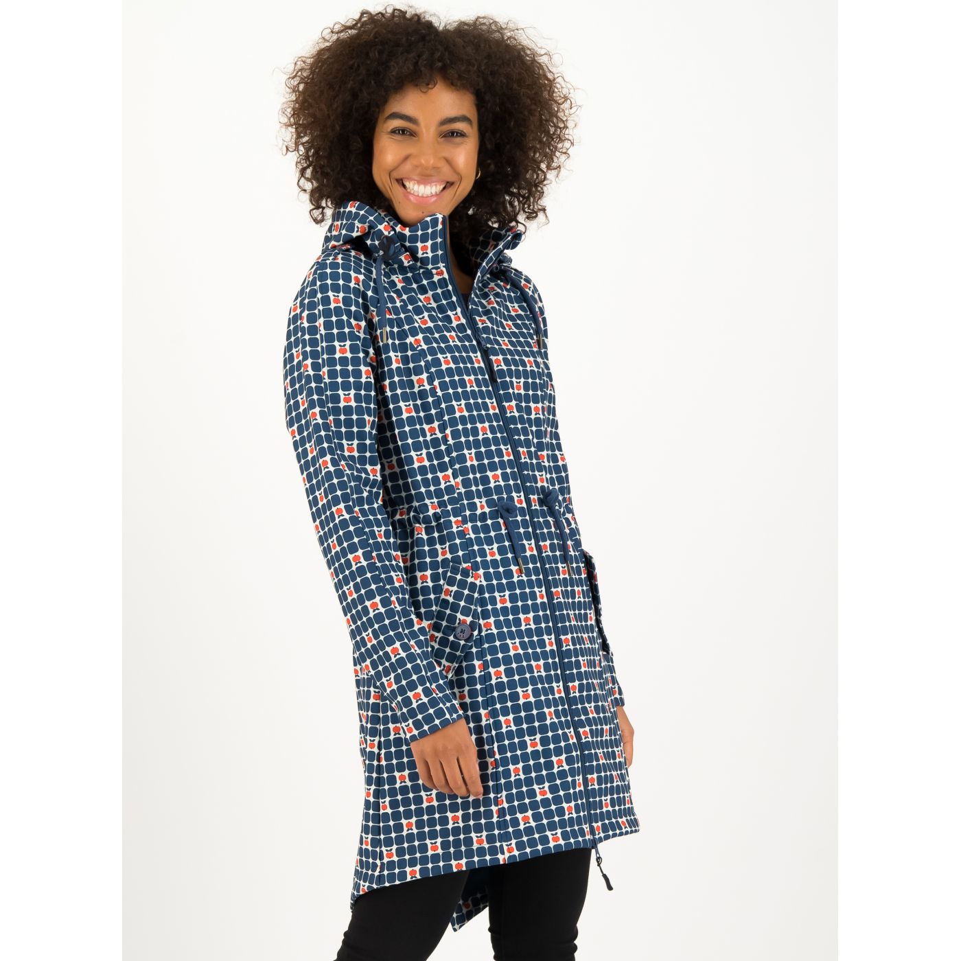 Blue patterned water resistant softshell parka Blutsgeschwister