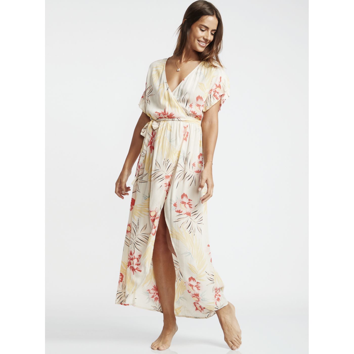 Billabong Cream Floral Wrap Maxi dress