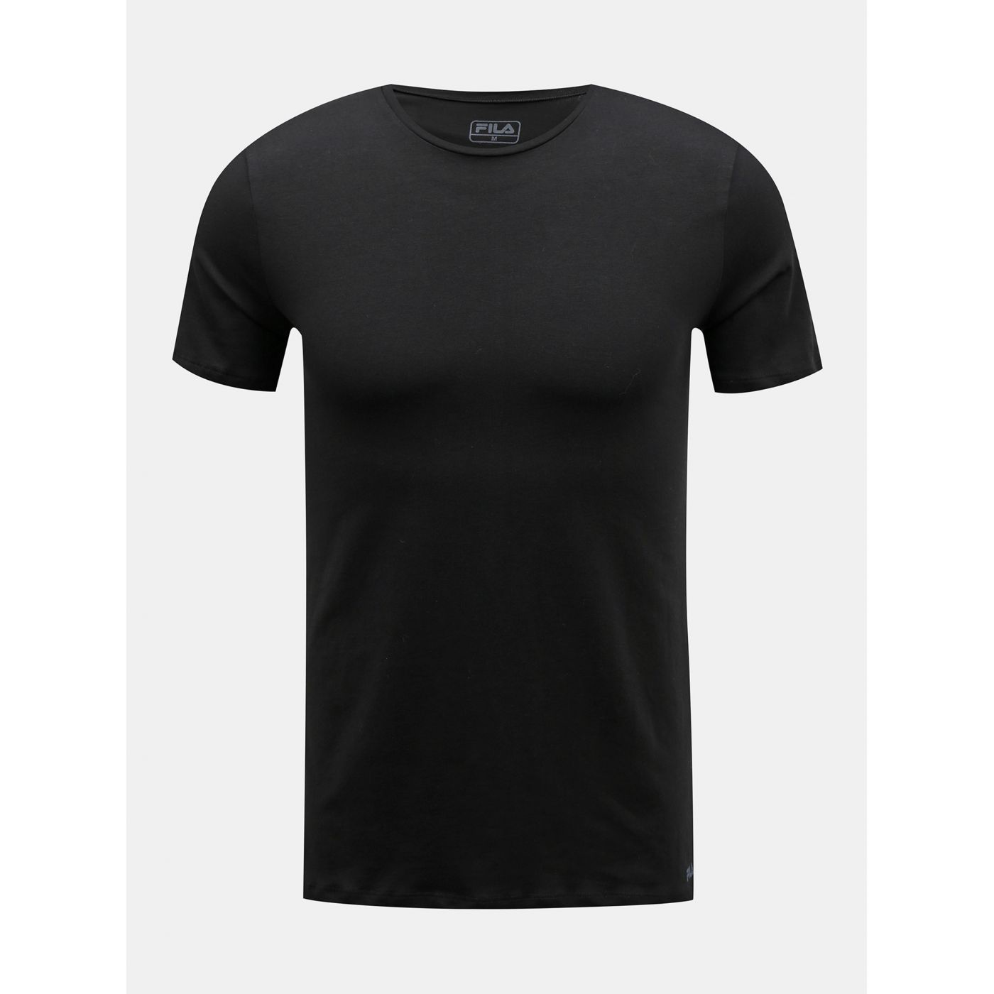 Black men's basic t-shirt under fila shirt