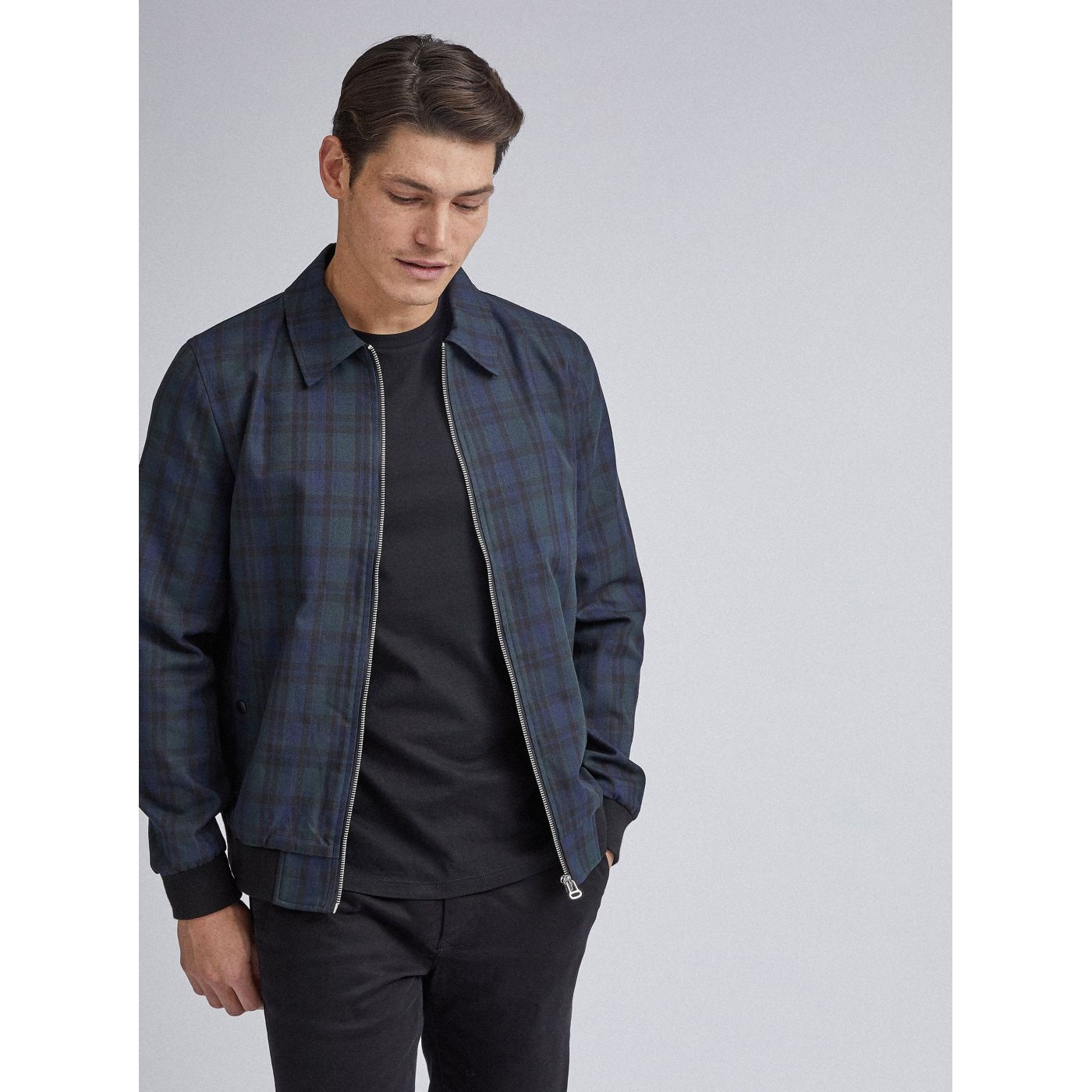 Burton Menswear London Dark Blue Checked Lightweight Jacket