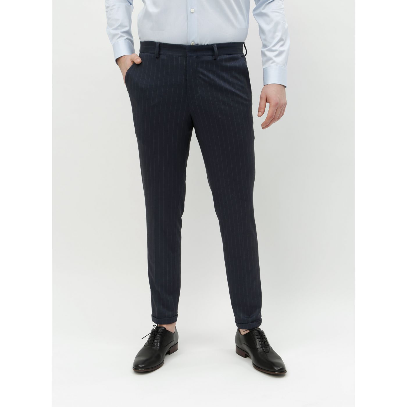 Dark Blue Striped Skinny Pants Selected Homme Jersey