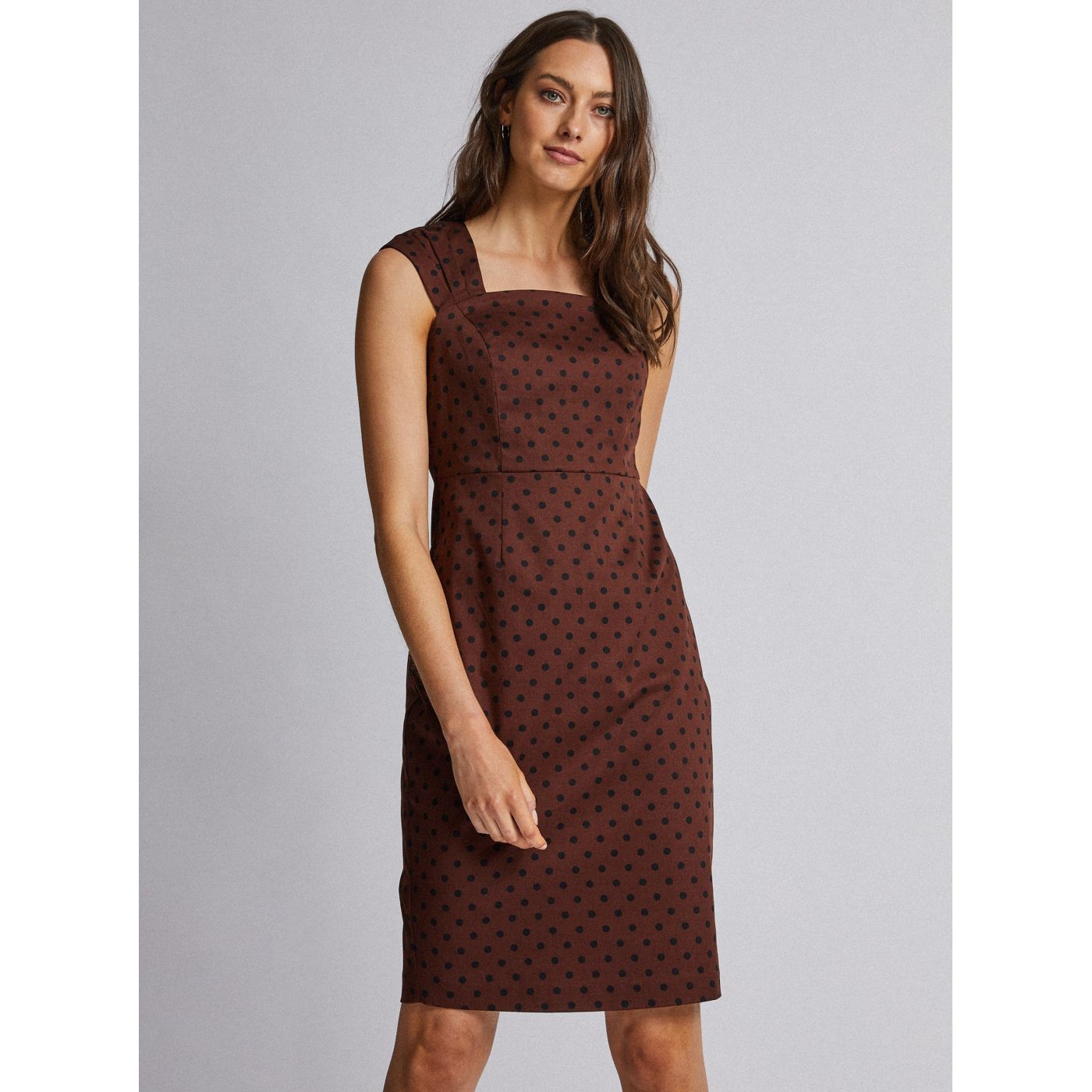 Dark brown dotted dress by Dorothy Perkins