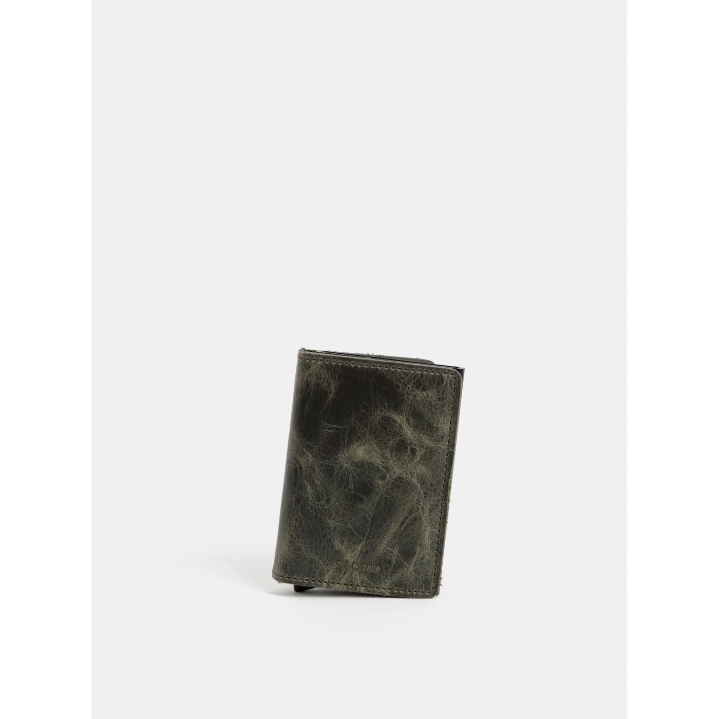 Dark Green Leather Wallet with Secrid Miniwallet Aluminum Case