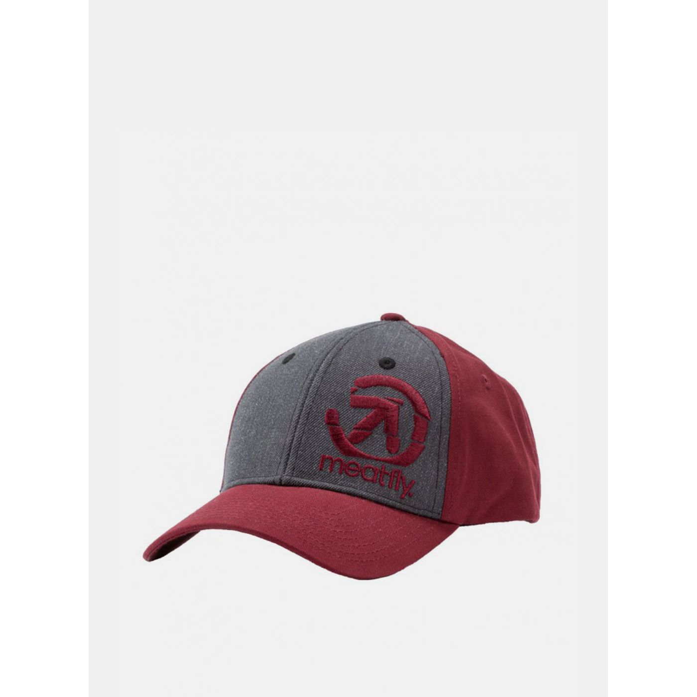 Gray-burgundy men's baseball cap with Meatfly Sigma embroidery