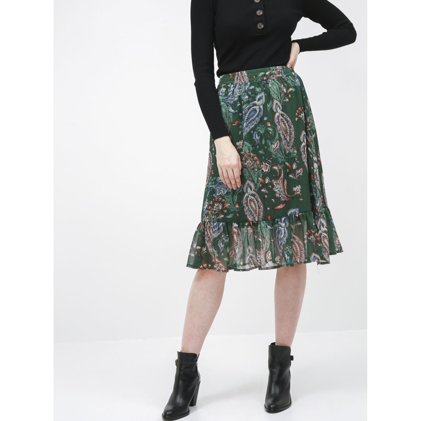Dark green patterned skirt Jacqueline de Yong Rufus