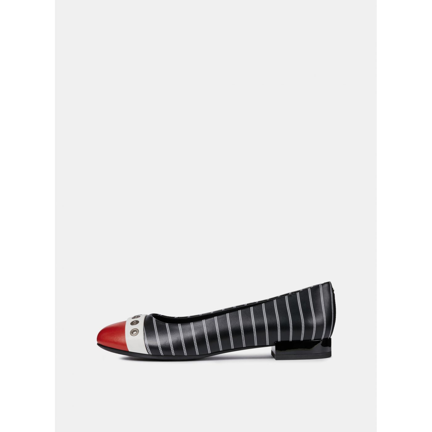 Geox Wistrey Black Striped Leather Ballerinas