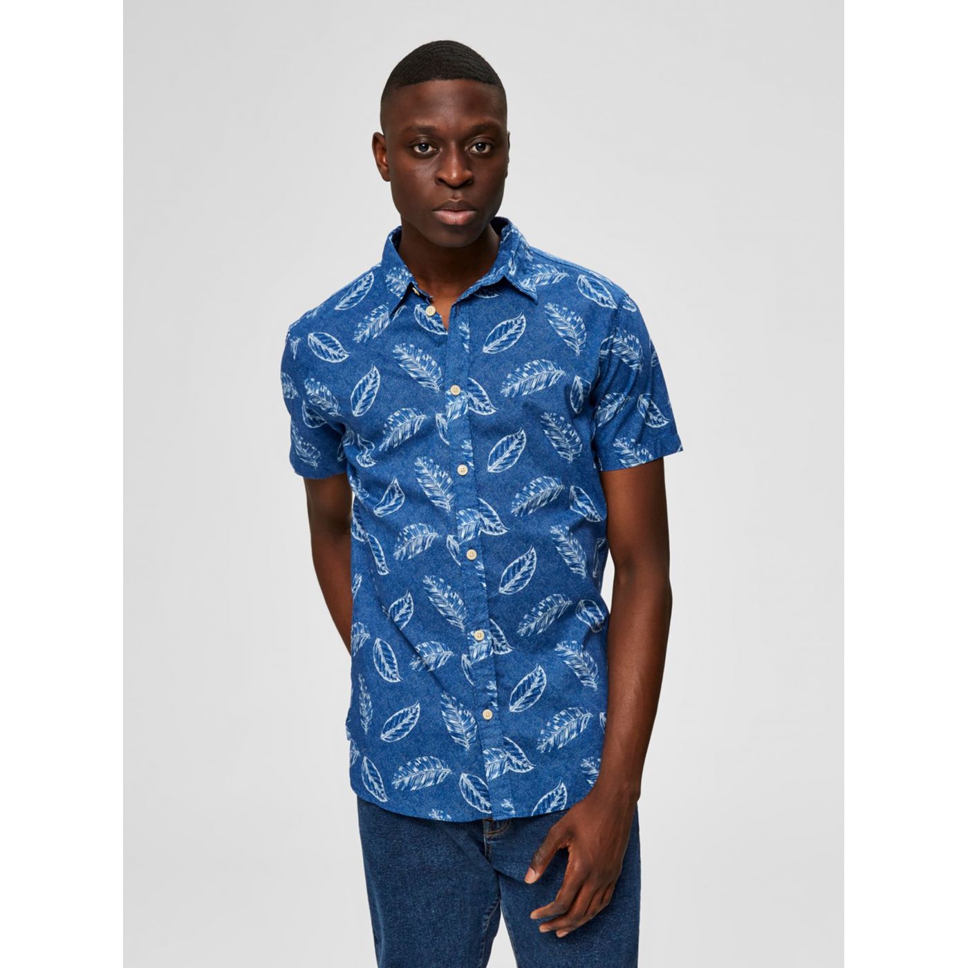 Blue Patterned Shirt Selected Homme