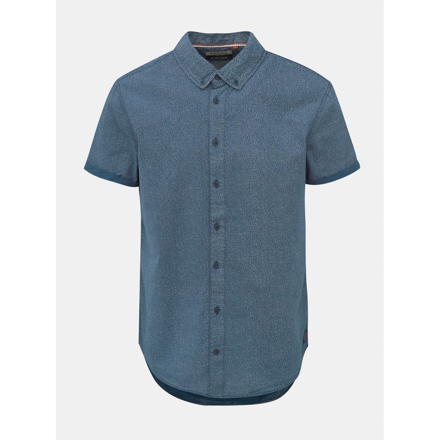 Blue Patterned Slim Fit Blend Shirt